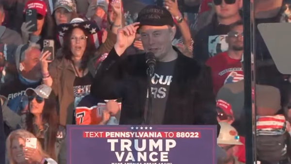 Elon Musk speaking at a Trump rally in Pennsylvania